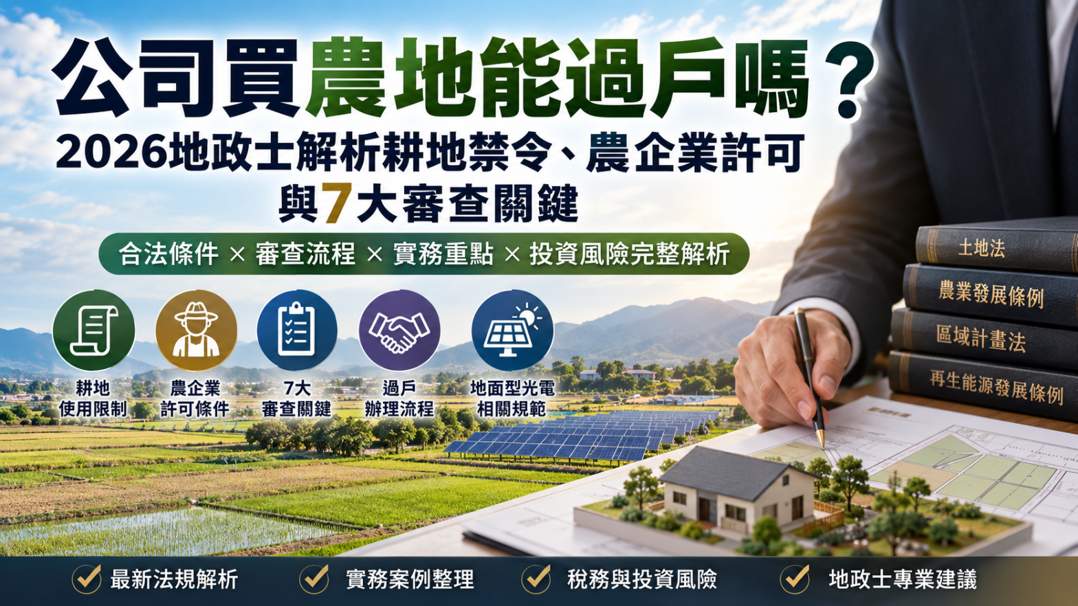 公司購買農地的法律限制、農企業承受耕地許可與七項過戶查核重點